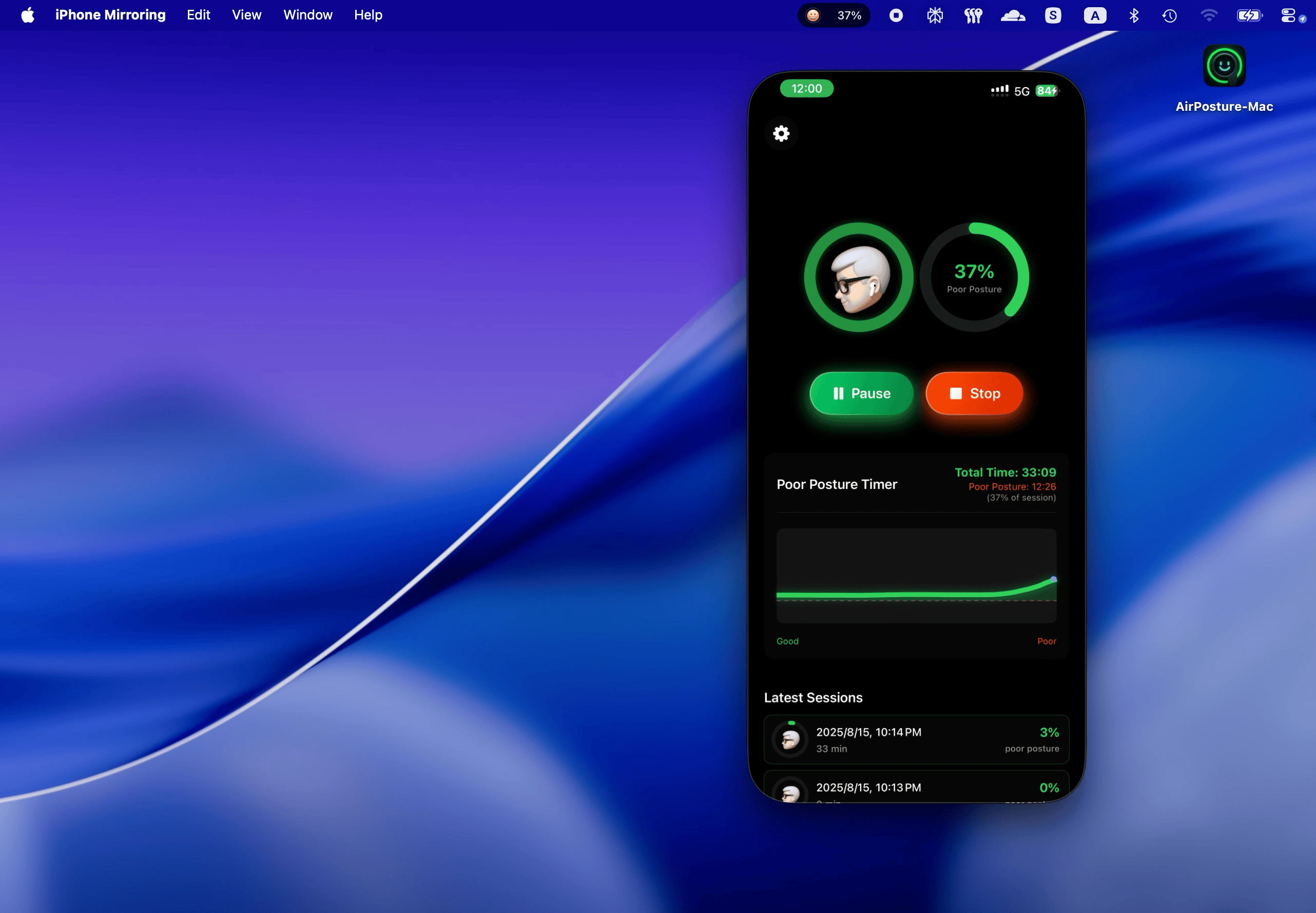 AirPosture on iOS